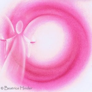 Engel rosa-weiss, im Kreis. Pastellkreide-Kunst