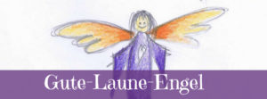 Gute-Laune-Engel-Kursbild, lustiger Engel violett